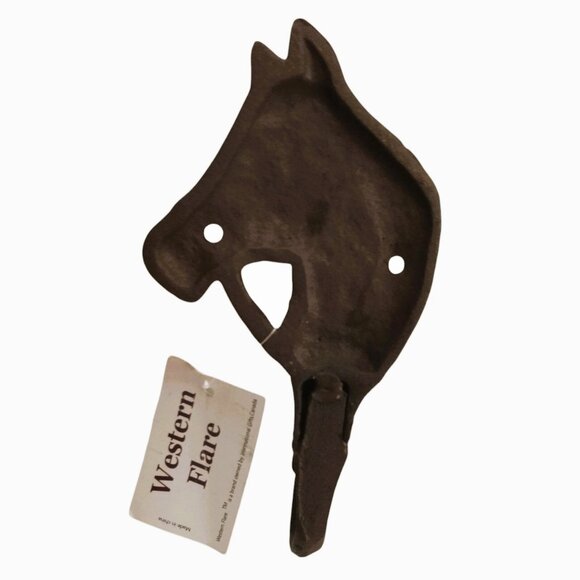 Rustic Cast Iron Horse Head Single Wall Hook-Western Flare Collection-NWT - Picture 7 of 10